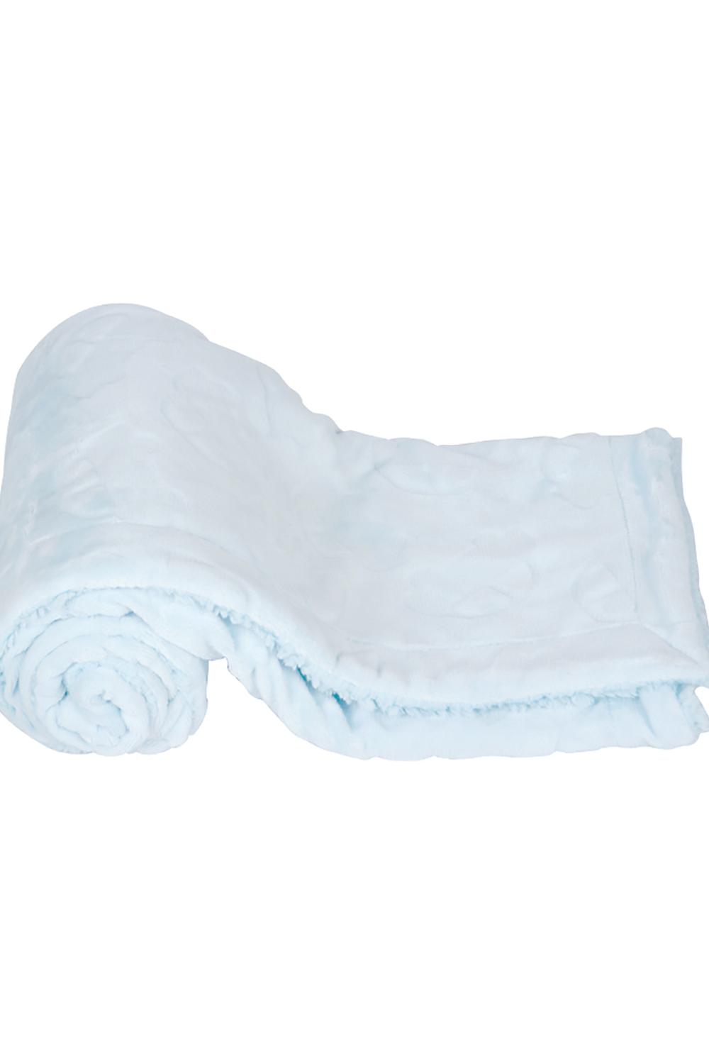 Light Blue Double Layered Blanket with Embossed Pr